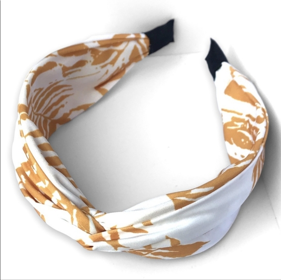 TWO Left! The Cutest Yellow and White Tropical Print Top Knot Headband - Picture 3 of 6